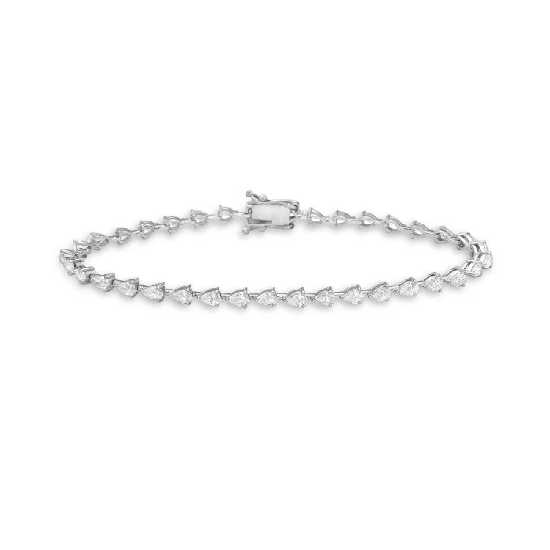 luxury charm bracelets for women -Pear Shape Diamond Tennis Bracelet (3.70 ct.) 18K Gold