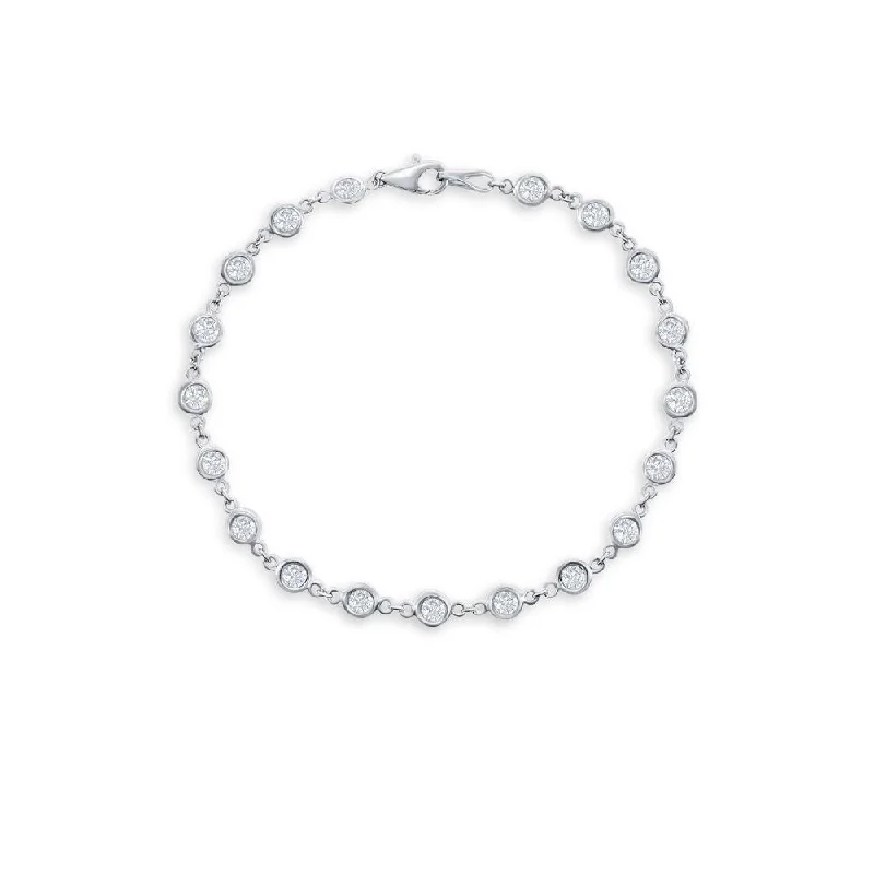 chunky tennis bracelets for women -19 Stone Diamond By The Yard Bracelet (2.00 ct.) Bezel Set in 14K Gold